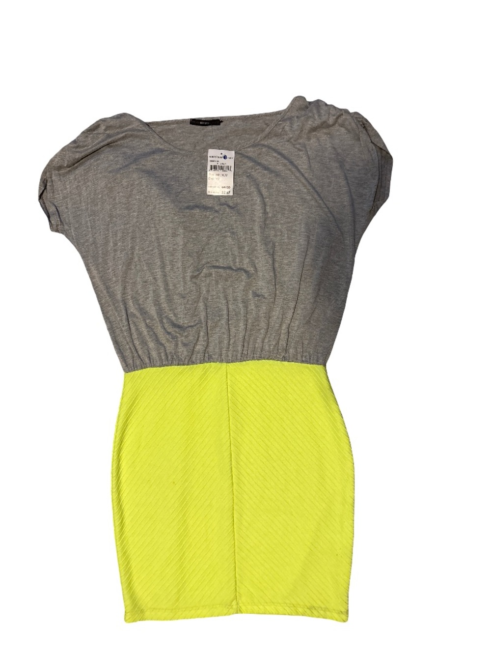 Soprano Gray Top and Neon Yellow Mini Dress